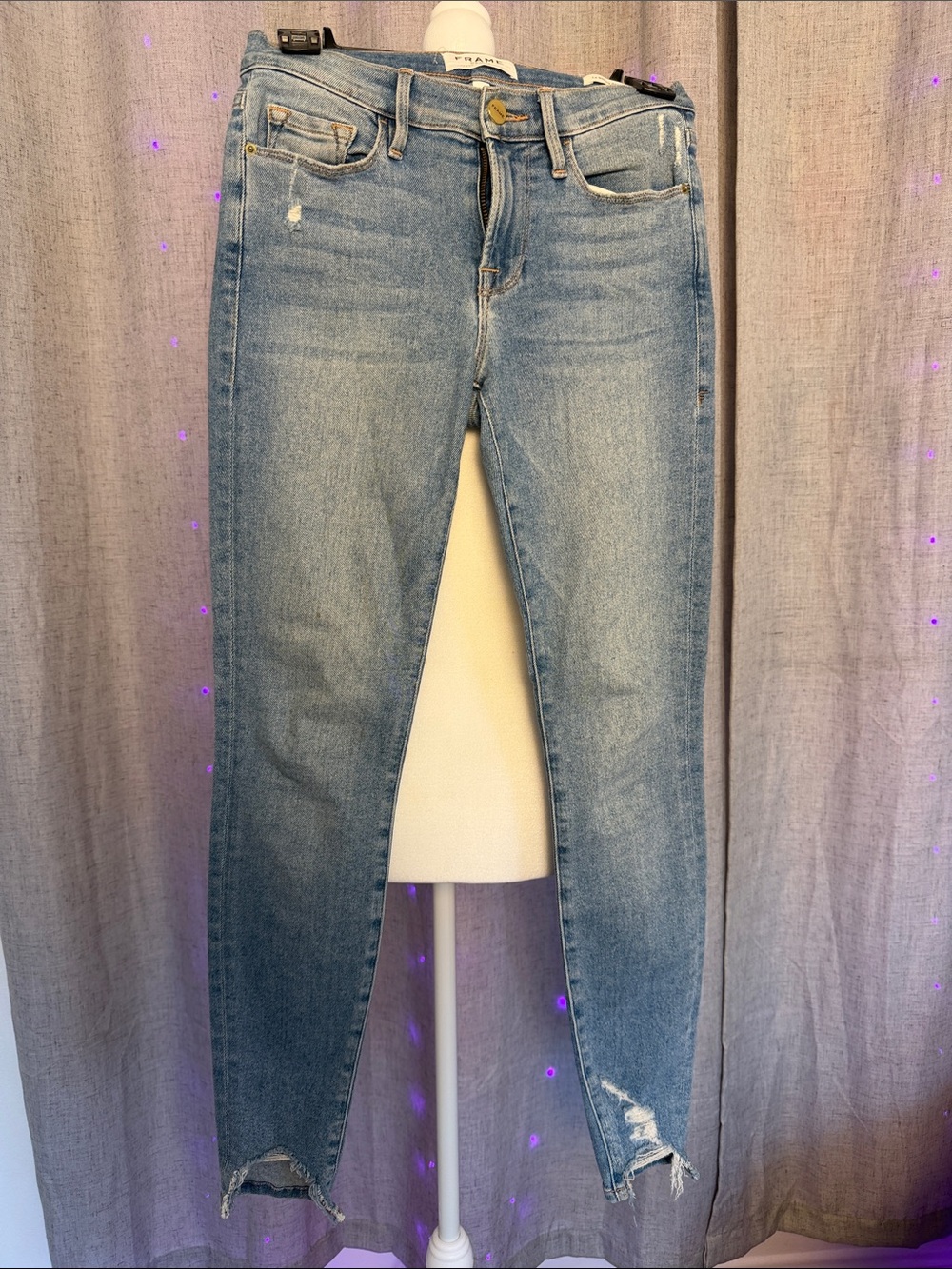 Frame Denim Light Blue Cropped Ankle Jeans skinny stretch - Le Skinny de Jeanne
